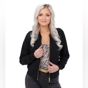 FREXY BLACK & GOLD CLASSIC FIT JACKET XS Luxury Bomber Jacket